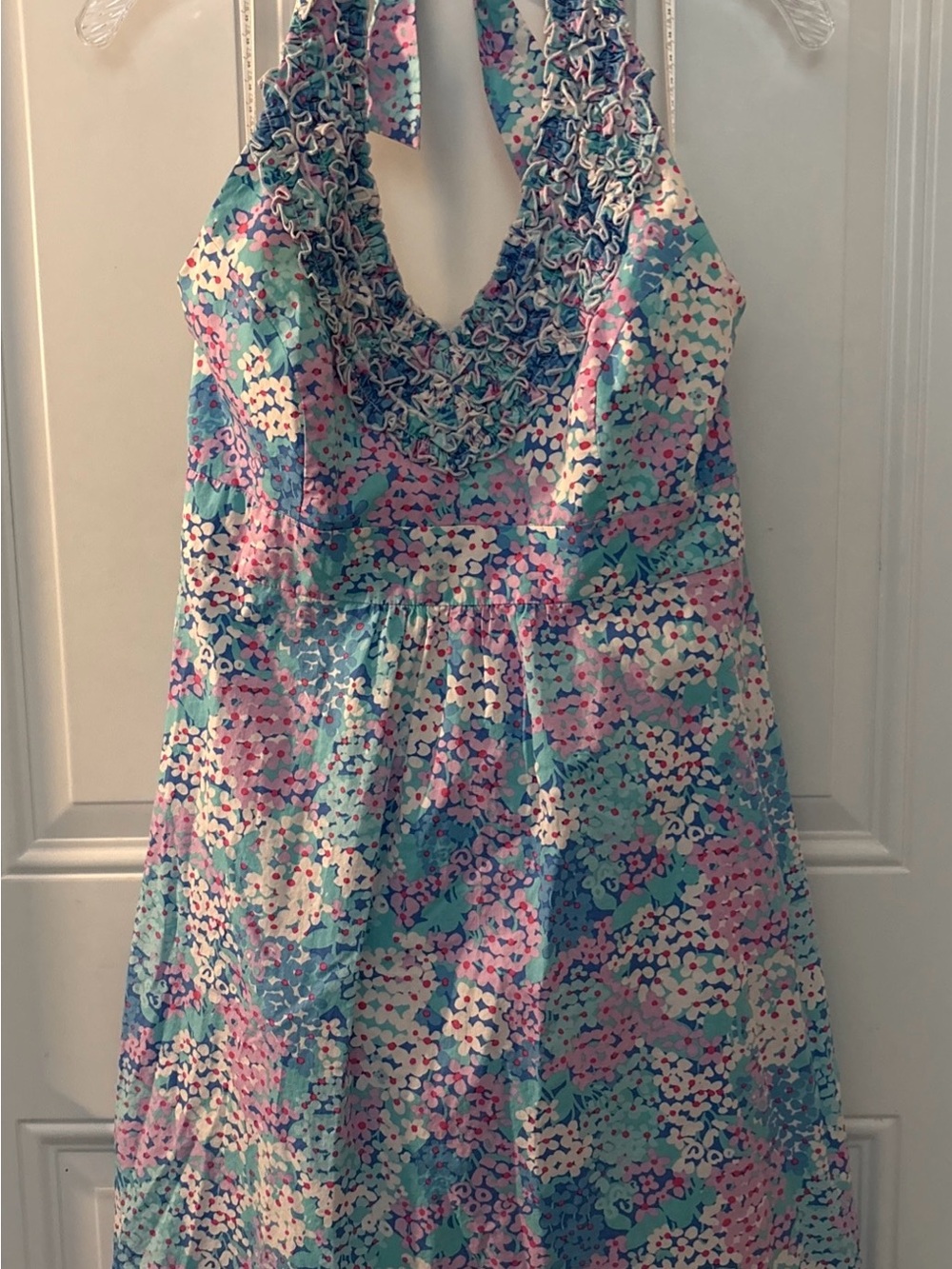 Lilly Pulitzer Women’s Halter Dress in Blue, Pink & White Floral